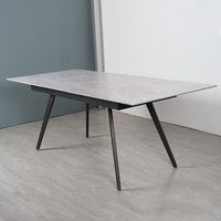 Table de salon rectangulaire en verre trempé, légère, Table à manger de luxe extensible, en marbre