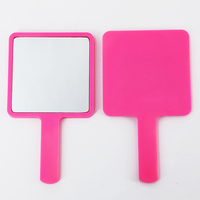 Private Label Mini miroir de maquillage portable Miroir de beauté carré personnalisé avec poignée pliable Motif floral simple face