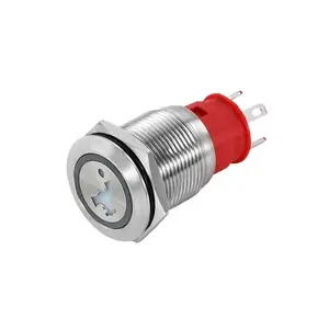 19mm IP67 simbolo del logo del rubinetto 24v luce led momentanea chiusura ad alta tensione 20a interruttore a pulsante senza filo