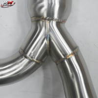 Tuyau de descente brossé KM SS304 pour Porsche 718 S 2.5T 2018, collecteur avant à haut débit avec bouclier thermique et soudures dorées à motif perlé