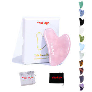 เครื่องนวดหน้ากัวซา 100% ทำจากหินออบซิเดียนสีดำธรรมชาติ รูปทรงหัวใจ หินสีชมพู คุณภาพสูง รับผลิตแบบ OEM ODM หินเนฟไรต์สีดำ กัวซา - Product Image 1