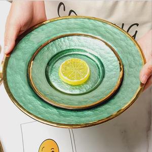 طبق تقديم زجاجي أخضر شفاف مقاس 13 بوصة لتزيين حفلات الزفاف وحفلات العشاء - Product Image 6