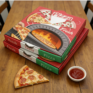Custom Printed Size Caja Cardboard <strong>Black</strong> <strong>Slice</strong> Carton Price Luxury Food Corrugated Pizza Box 32 cm 12Inch Packing with LOGO - Product Image 1