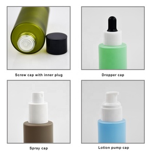 Botella de Vidrio Esmerilado Redonda con <span class=keywords><strong>Gotero</strong></span> para Suero Cosmético, Crema Facial, 20ml-100ml, Botón de Presión Transparente - Product Image 5