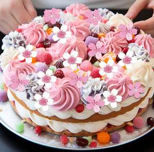 Vendita calda commestibile rosa Sakura a forma di fiore Wafer di carta fiori di ciliegio decorazioni <span class=keywords><strong>torta</strong></span> di <span class=keywords><strong>compleanno</strong></span> per la decorazione di nozze festa - Product Image 2