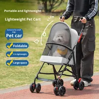 Poussette pour chien en métal à 4 roues, poussette pour animaux de compagnie pour chiens et chats, utilisation en extérieur, petite, portable, légère, pliage en un clic, simple