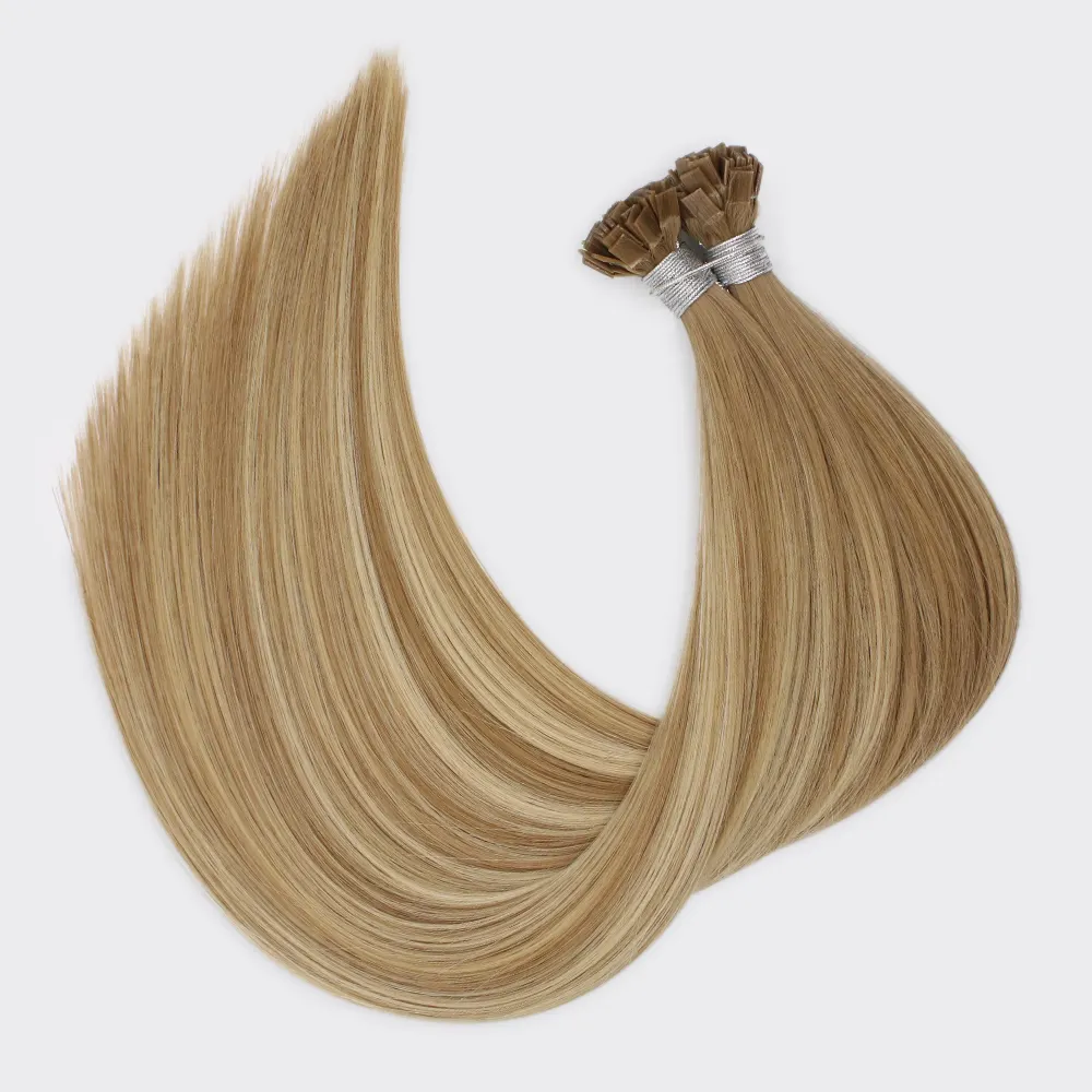 K punta capelli umani estensione punta piatta salone di qualità veri capelli umani all'ingrosso di colore doppio disegnato di alta qualità