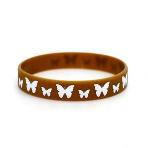 Bracelet en silicone à motif papillon, bracelet en caoutchouc imprimé avec logo et informations, étanche, promotionnel - Product Image 4