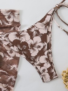 Traje de Baño Bikini de 2 Piezas con Estampado Floral, Moderno y Sexy para Mujer, Transpirable, de Secado Rápido, Poliéster Elástico, Varios Colores - Product Image 4