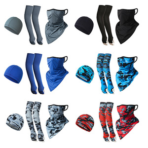 Cycling Sun Protection Set Ice Silk Sleeves Triangular Scarf Small Cap High Elasticity Breathable Quick Dry Outdoor Gear - Product Image 5
