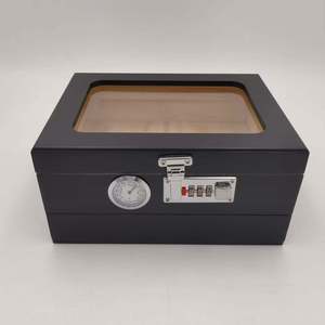 Wooden Cigar Humidor with Digital Hygrometer Rectangular Polished Surface Moisture Proof <b>Storage</b> <b>Box</b> Classic Design - Product Image 6