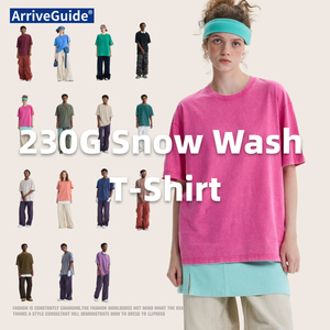 批发定制 230gsm 100% 棉 空白雪洗复古 T 恤 男士街头时尚品牌服装 - Product Image 2
