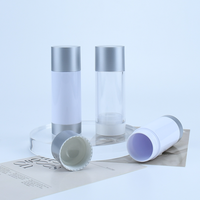 Stick déodorant vide rond de 30 ml en plastique AS blanc transparent, à poussoir du bas, pour déodorant solide