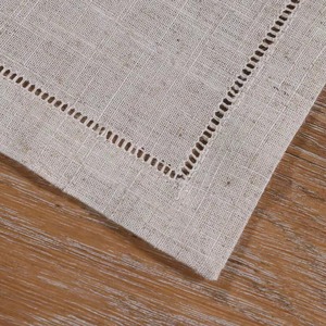 Bán Sỉ Khăn Ăn Cocktail Vải Lanh Tùy Chỉnh Khâu Viền Trắng Khăn Ăn Vải <span class=keywords><strong>Poly</strong></span> Vải Lanh Dệt 15*15 Cm - Product Image 2