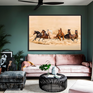 Running Horses Canvas Print: Elegant Farmhouse Animal Wall Art,<b>BLACK</b> <b>FRAMED</b> CANVAS - Product Image 3