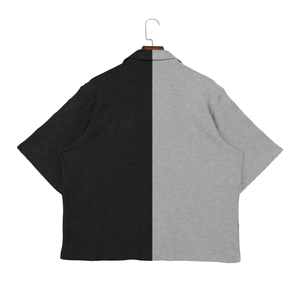 可定制男士短袖t恤华夫饼干针织面料拼接刺绣100% 棉厂家直销 - Product Image 4