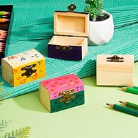 Boîtes à crat de Pâques en bois naturel inachevées et écologiques Mini boîte à trésor en bois avec fermoir verrouillable Coffre de pirate