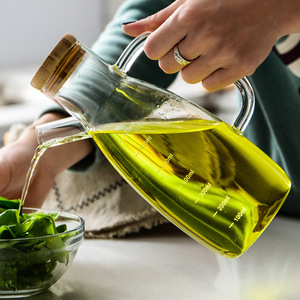 Grande capacité 650ml Pot à huile en verre borosilicaté poignée distributeur d'épices classique cuisine ménage vinaigre sauce soja échelle - Product Image 3