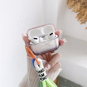 Étui de protection intégrale transparent en TPU/<span class=keywords><strong>TPE</strong></span> dégradé pour écouteurs sans fil, style streetwear, avec dragonne - Product Image 5