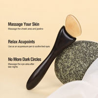 Bâton de massage Gua Sha en bois de santal naturel et corne de chèvre, petit gratte-meridien en forme de sabot pour lifting facial et acupression oculaire