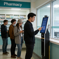 Kiosque de gestion de file d'attente intérieur haut de gamme de 21,5 pouces avec lecteur de codes-barres SDK pour centre de services gouvernementaux