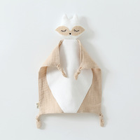 Serviette apaisante pour bébé avec petit renard blanc en peluche en gaze de coton pur marionnette à main sans danger pour la bouche aide au sommeil pour les nourrissons literie