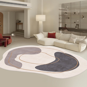 พรมแคชเมียร์เทียมลายโมเดิร์นรูปทรงแปลกตา สีครีม กันลื่น ตกแต่งบ้าน ดีไซน์ปี 2025 - Product Image 3