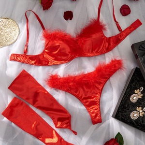 Conjunto de Lencería de Tres Piezas para Mujer, Nuevo, en Oferta, Suave, de Felpa, Transpirable, Cómodo y Divertido - Product Image 4