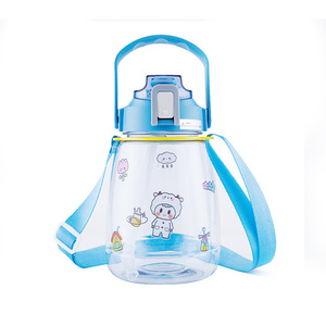 Plastic Wide Belly Water Bottle Cartoon Design Student Portable Cup With Strap 2025 Hot Sale - Product Image 5