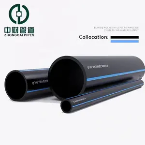 Zhongcai pipe PE tubo de abastecimento de água PE100 PN16 Personalizado Calibres diferentes Grande calibre Alta densidade Barato Atacado 20-900mm