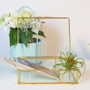 Caja de joyería cuadrada dorada para Terrario de cristal con tapa y cerradura de Metal, cajas de vidrio para joyería, caja al por mayor, maceta para plantar - Product Image 6