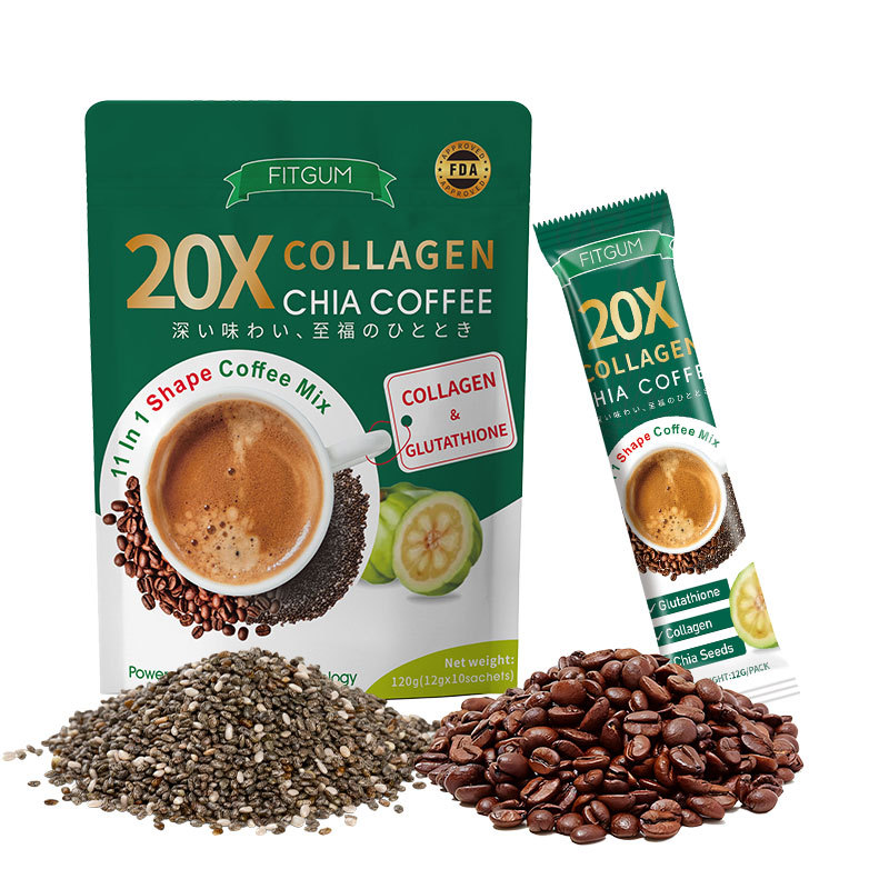 FITGUM коллаген Chia Coffee 20X глутатион сияющей формы формула
