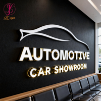 Logo de voiture 3D personnalisé en LED, lettres lumineuses en métal doré, enseignes rétroéclairées en acrylique pour la décoration murale des concessionnaires automobiles