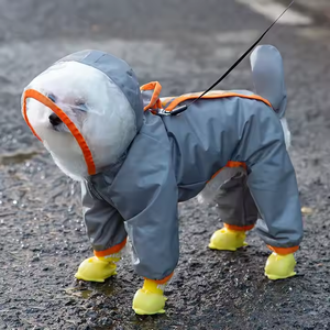 Chiot imperméable à quatre pattes imperméable tout-enveloppant <span class=keywords><strong>Poncho</strong></span> petit et moyen chien réfléchissant vêtements pour animaux de compagnie résistant à la pluie - Product Image 1