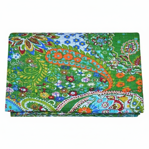 ผ้านวม Kantha โบฮีเมียนทำด้วยมือผ้าฝ้ายวินเทจกลับด้านได้ผ้าห่มโยน Paisley gudari ซักได้สำหรับโรงแรม - Product Image 1