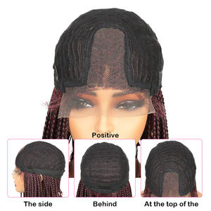 Perruque Lace Front pour Femme, Style Tresses Courtes Tressées au Maïs, Marron Foncé, Adaptée aux Femmes Noires - Product Image 4