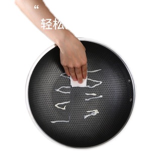 Wok antiadhésif en acier inoxydable 410, 32 cm, pour cuisinières à induction et à gaz, cuisine domestique - Product Image 4