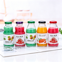 Bouteille en verre en forme de gourde de 250 ml en gros, en stock, avec couvercle à vis en métal pour jus, yaourt, smoothie, impression de logo personnalisée