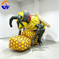 Nouvelle Abeille Gonflable Géante 2026 avec Lumières LED, Modèle Nid d'Abeille Personnalisé en Tissu Oxford, Accessoire Thème Insecte pour Décoration d'Événements