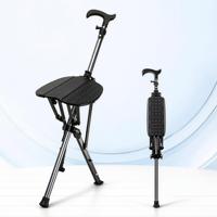N28SGR- # I1 #   Canne de marche pour personnes âgées avec perles flottantes, assise pliable, ouverture en un clic, support triangulaire en alliage d'aluminium