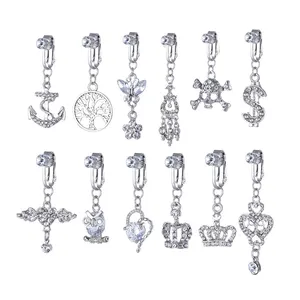 A variety of best-selling anchor life tree pendant navel stud ear clip new flower rhinestone free perforation fake navel buckle