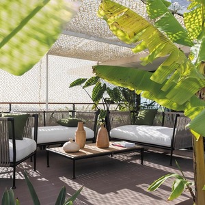 Ensemble de canapés de jardin d'extérieur en forme de L, structure en aluminium, résistant aux UV, en rotin PE imperméable, deux places, style nordique, combinaison de meubles - Product Image 5