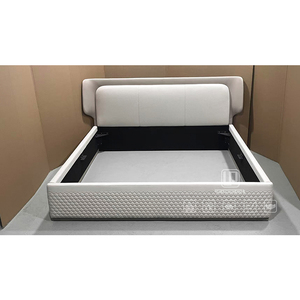 Fashion Designed European Style <b>White</b> Leather <b>Bed</b> <b>Frame</b> Bedroom Furniture King Size Wooden Rectangle <b>Bed</b> Wooden <b>Bed</b> - Product Image 1