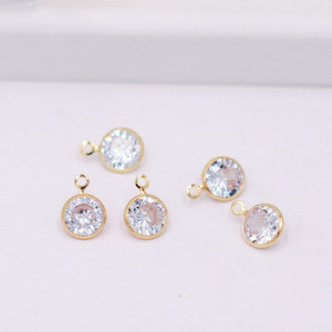 Anting-anting buatan tangan Diy geometris penahan warna emas liontin kecil gantung Aksesori anting-anting bertatah Zircon E65 - Product Image 6
