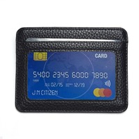 Dompet Kartu ID Kulit PU Imitasi Logo Kustom Buatan Tangan Mewah MOQ Rendah, Tempat Kartu Tipis, Penutup Kartu Kredit
