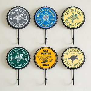 Crochet mural en métal imprimé à motif personnalisé, style vintage, pour serviettes, cuisine, bar et autocollant de réfrigérateur pour café - Product Image 1