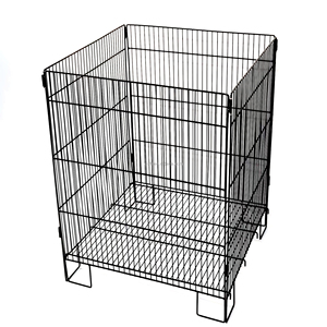 RH-DC2424-B 600*600*800mm Soporte de exhibición de alambre blanco con cesta, Jaula de promoción desmontable, Jaula de alambre cuadrada con cesta - Product Image 1