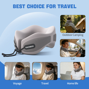 Oreiller de voyage <span class=keywords><strong>ergonomique</strong></span> en mousse à mémoire de forme pour avion - Ensemble d'oreillers de vol respirants en maille avec boîte cadeau et masque pour les yeux OEM - Product Image 5