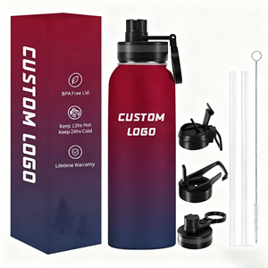 Factory Direct 304 Stainless Steel Insulated Bottle, Custom Color with Interchangeable Straw Lids - Product Image 2