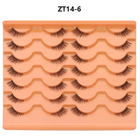 14 paires de demi-cils style œil de chat, tendance Moyen-Orient, faux cils 3D en vison synthétique, réutilisables, bande transparente douce, marque privée